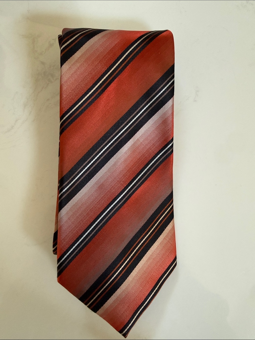 Van Heusen Rusty Orange and Black Diagonal Stripe Necktie